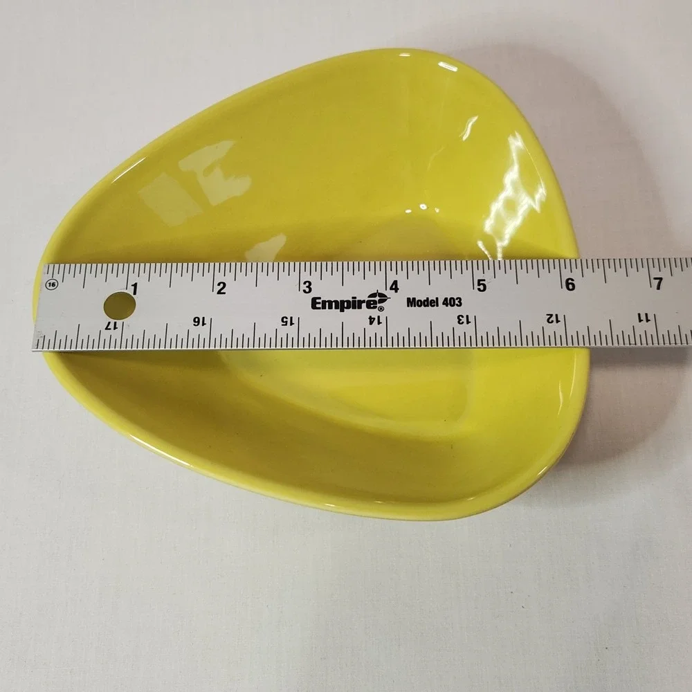 Set of 2 Crate & Barrel Triangle Cereal Soup Bowls Ceramic Yellow Green Portugal